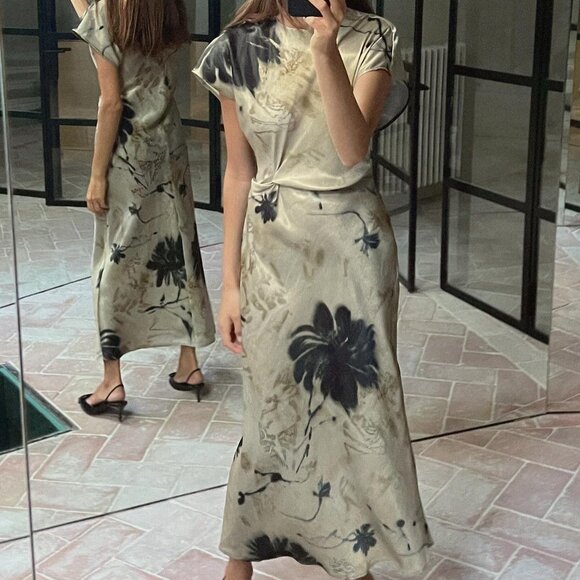 ZARA SATIN EFFECT MIDI DRESS - Picture 1 of 2